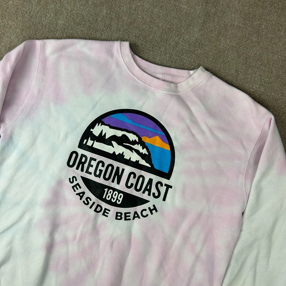 Dreamsicle Oregon Coast Seaside Beach Sweatshirt Unisex M Blue Tie Dye Crewneck